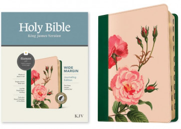 KJV Wide Margin Bible, Filament-Enabled Edition (LeatherLike, Pink Rose Garden, Indexed, Red Letter) - LeatherLike Pink Rose Garden Imitation Leather With thumb index