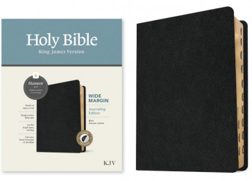 KJV Wide Margin Bible, Filament-Enabled Edition (Genuine Leather, Black, Indexed, Red Letter) - Sewn Genuine Leather With thumb index