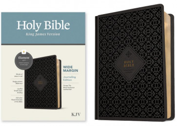 KJV Wide Margin Bible, Filament-Enabled Edition (Hardcover LeatherLike, Ornate Tile Black, Red Letter) - Hardcover With ribbon marker(s) Wide margin
