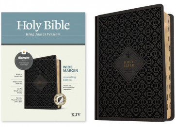 KJV Wide Margin Bible, Filament-Enabled Edition (Hardcover LeatherLike, Ornate Tile Black, Indexed, Red Letter) - Hardcover With thumb index and ribbon marker(s)