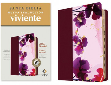 Santa Biblia NTV, Edición personal, letra grande (SentiPiel, Jardín morado, Índice) - LeatherLike Purple Garden With thumb index and ribbon marker(s)