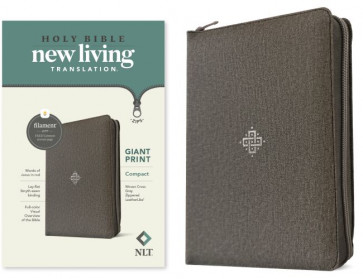 NLT Compact Giant Print Zipper Bible, Filament Enabled (LeatherLike, Woven Cross Gray, Red Letter) - LeatherLike Woven Cross Gray Imitation Leather With ribbon marker(s)