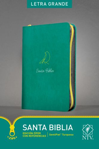 Santa Biblia NTV, Edición zíper con referencias, letra grande (SentiPiel, Turquesa, Índice) - LeatherLike Teal With thumb index and zip fastener