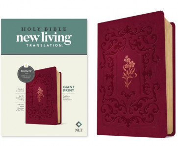 NLT Giant Print Bible, Filament-Enabled Edition (LeatherLike, Cranberry Flourish, Red Letter) - LeatherLike Cranberry Flourish Imitation Leather With ribbon marker(s)