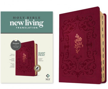 NLT Giant Print Bible, Filament-Enabled Edition (LeatherLike, Cranberry Flourish, Indexed, Red Letter) - LeatherLike Cranberry Flourish Imitation Leather With thumb index