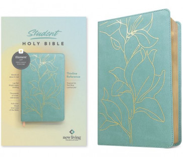 NLT Student Bible, Thinline Reference, Filament-Enabled Edition (LeatherLike, Tropical Iris Teal Blue, Red Letter) - LeatherLike Tropical Iris Teal Blue With ribbon marker(s)