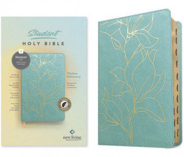 NLT Student Bible, Thinline Reference, Filament-Enabled Edition (LeatherLike, Tropical Iris Teal Blue, Indexed, Red Letter) - LeatherLike Tropical Iris Teal Blue With thumb index and ribbon marker(s)