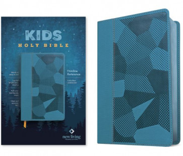 NLT Kids Bible, Thinline Reference Edition (LeatherLike, Camo Blue, Red Letter) - LeatherLike Camo Blue With ribbon marker(s)