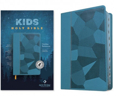 NLT Kids Bible, Thinline Reference Edition (LeatherLike, Camo Blue, Indexed, Red Letter) - LeatherLike Camo Blue With thumb index and ribbon marker(s)