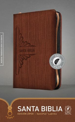 Santa Biblia NTV, Edición zíper (SentiPiel, Ladrillo, Índice) - LeatherLike Brick With thumb index and zip fastener
