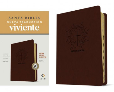 Santa Biblia NTV, letra súper gigante (SentiPiel, Café oscuro , Índice, Letra Roja) - Imitation Leather Dark Brown With thumb index and ribbon marker(s)