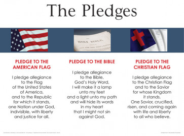 3-in-1: Pledges of Allegiance, Christian Flag, Bible Wall Chart - Wallchart
