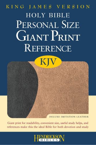 KJV Personal Size Giant Print Reference Bible (Flexisoft, Black/Tan, Red Letter) - Sewn Imitation Leather With ribbon marker(s)