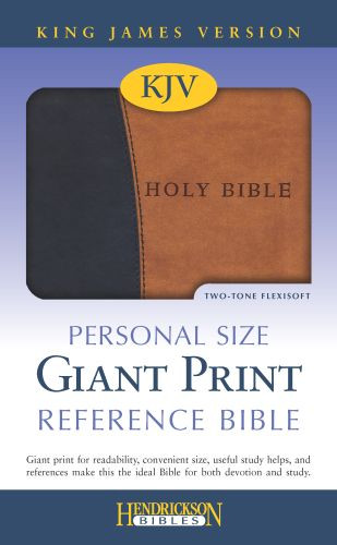 KJV Personal Size Giant Print Reference Bible (Flexisoft, Black/Tan, Red Letter) - Sewn Imitation Leather With ribbon marker(s)