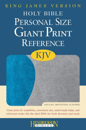 KJV Personal Size Giant Print Reference Bible (Flexisoft, Blue/Grey, Red Letter) - Sewn Imitation Leather With ribbon marker(s)