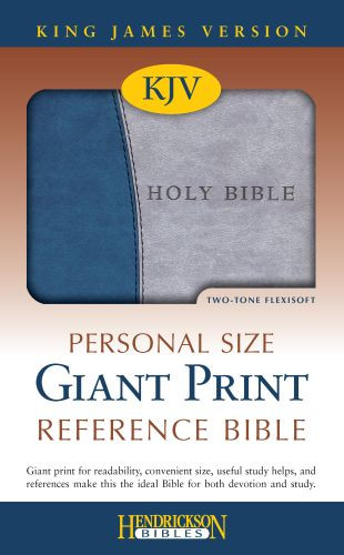 KJV Personal Size Giant Print Reference Bible (Flexisoft, Blue/Grey, Red Letter) - Sewn Imitation Leather With ribbon marker(s)