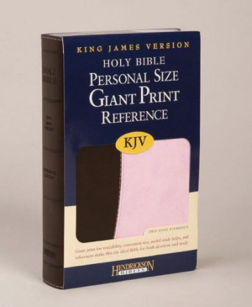 KJV Personal Size Giant Print Reference Bible, Flexisoft  - Sewn Chocolate/Pink Imitation Leather With ribbon marker(s)