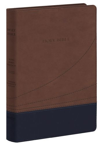 KJV Large Print Thinline Reference Bible (Flexisoft, Cocoa/Black, Red Letter) - Sewn Cocoa Imitation Leather With ribbon marker(s)