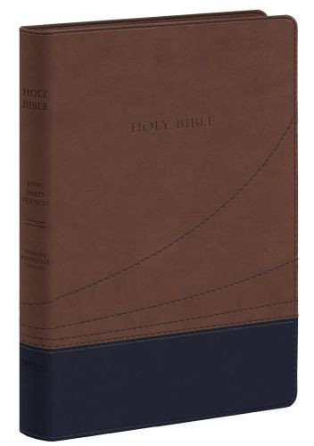 KJV Large Print Thinline Reference Bible (Flexisoft, Cocoa/Black, Red Letter) - Sewn Cocoa Imitation Leather With ribbon marker(s)