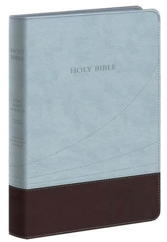 KJV Large Print Thinline Reference Bible (Flexisoft, Chocolate/Blue, Red Letter) - Sewn Chocolate Imitation Leather With ribbon marker(s)