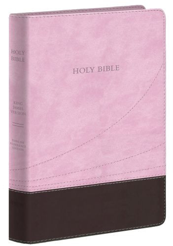 KJV Large Print Thinline Reference Bible (Flexisoft, Chocolate/Pink, Red Letter) - Sewn Chocolate Imitation Leather With ribbon marker(s)