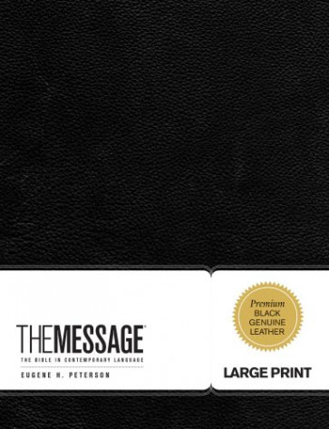 Message Large Print (Genuine Leather, Black) - Genuine With ribbon marker(s)