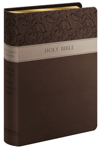 KJV Large Print Wide Margin Bible (Flexisoft, Brown, Red Letter) - Sewn Imitation Leather With ribbon marker(s)