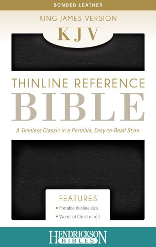 KJV Thinline Reference Bible (Bonded Leather, Black, Red Letter) - Sewn Bonded Leather With ribbon marker(s)