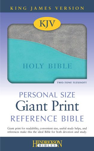 KJV Personal Size Giant Print Reference Bible (Flexisoft, Teal/Gray, Red Letter) - Sewn Gray/Teal Imitation Leather With ribbon marker(s)