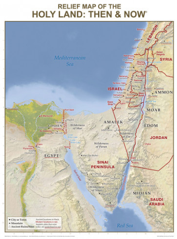 Relief Map of the Holy Land: Then and Now Wall Chart - Wallchart