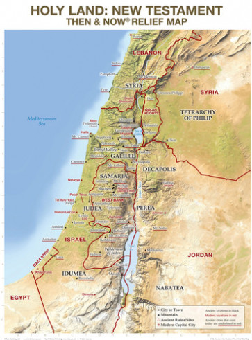 Holy Land New Testament Then and Now Relief Map - Wallchart