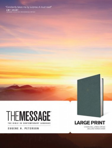 Message Large Print (Hardcover Deluxe, Charcoal Linen Cross) - Hardcover Charcoal Linen Cross With ribbon marker(s)