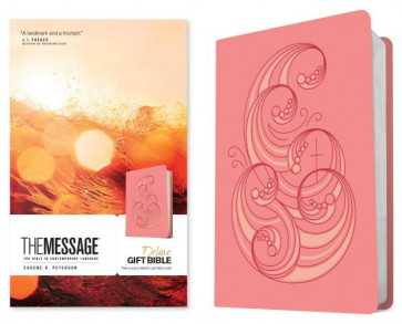 The Message Deluxe Gift Bible (Leather-Look, Pink and Gold Waves) - Leather-Look Pink and Gold Waves With ribbon marker(s)