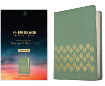 Message Devotional Bible, Large Print (Leather-Look, Sage Green Harvest) - Leather-Look Sage Green Harvest