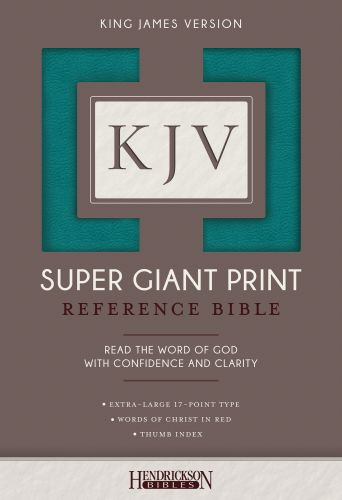 KJV Super Giant Print Reference Bible, Flexisoft  - Sewn Teal Imitation Leather With thumb index