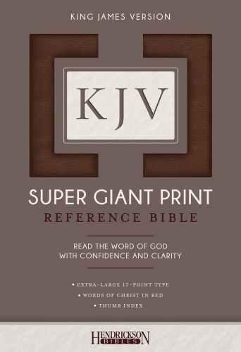KJV Super Giant Print Reference Bible (Flexisoft, Brown, Indexed, Red Letter) - Sewn Genuine Leather Imitation Leather