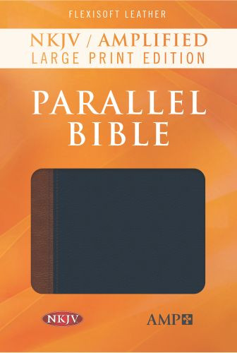 NKJV Amplified Parallel Bible, Flexisoft  - Sewn Blue/Brown Imitation Leather