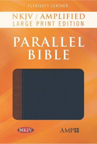 NKJV Amplified Parallel Bible (Flexisoft, Blue/Brown) - Sewn Imitation Leather