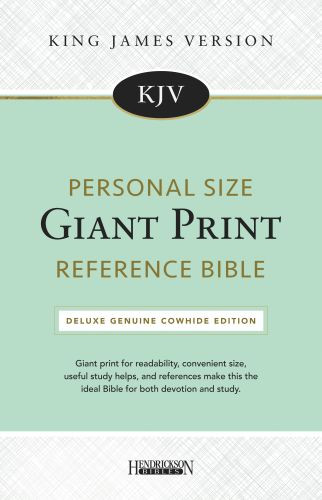 KJV Personal Size Giant Print Reference Bible  - Sewn Black Genuine Leather With ribbon marker(s)