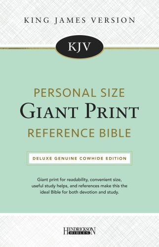 KJV Personal Size Giant Print Reference Bible (Genuine Leather, Black, Red Letter) - Sewn Genuine Leather With ribbon marker(s)