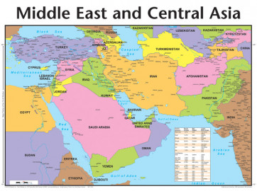 Middle East and Central Asia Wall Chart - Wallchart