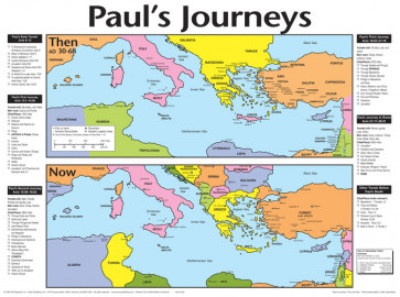 Paul's Journeys Then and Now Wall Map - Wallchart