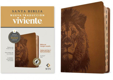 Biblia de margen amplio NTV con Filament (SentiPiel, León, Índice, Letra Roja) - LeatherLike Lion With thumb index and ribbon marker(s)