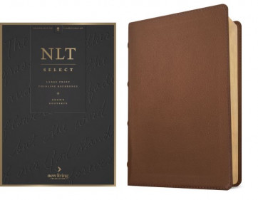 NLT Select Large Print Thinline Reference Bible, Filament Enabled (Goatskin Leather, Brown, Red Letter) - Sewn Genuine Leather With ribbon marker(s)