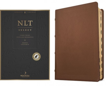 NLT Select Large Print Thinline Reference Bible, Filament Enabled (Goatskin Leather, Brown, Indexed, Red Letter) - Sewn Genuine Leather With thumb index