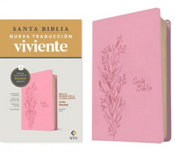 Biblia de referencia en la columna central NTV, letra grande con Filament (SentiPiel, Rosa, Letra Roja) - LeatherLike With ribbon marker(s)