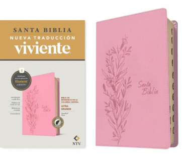 Biblia de referencia en la columna central NTV, letra grande con Filament (SentiPiel, Rosa, Índice, Letra Roja) - LeatherLike With thumb index and ribbon marker(s)