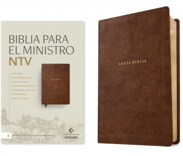 Biblia para el ministro NTV, letra grande con Filament (SentiPiel, Café, Letra Roja) - LeatherLike With ribbon marker(s)