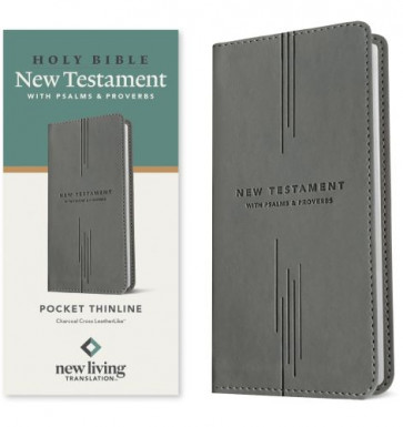 NLT Pocket Thinline New Testament with Psalms and Proverbs (LeatherLike, Charcoal Cross) - LeatherLike Charcoal Cross Imitation Leather