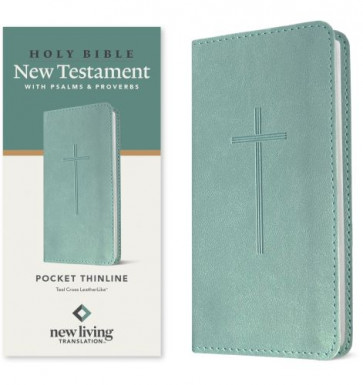 NLT Pocket Thinline New Testament with Psalms and Proverbs (LeatherLike, Teal Cross) - LeatherLike Teal Cross Imitation Leather